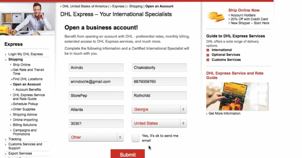 How Much Is a Dhl Business Account?